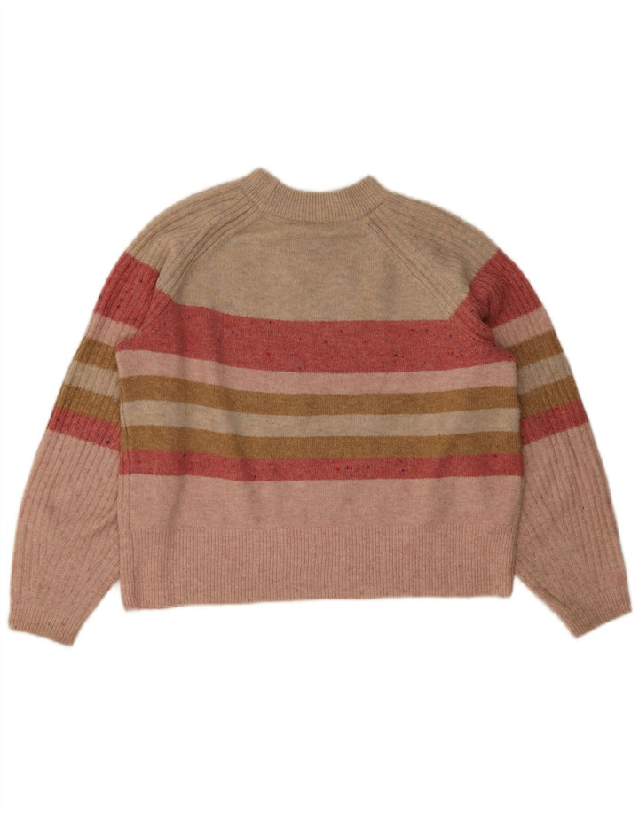 Maglione maglione girocollo da donna Marks & Spencer UK 16 a righe rosa medio