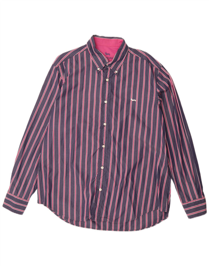 Camicia da uomo Harmont & Blaine 2XL cotone a righe blu navy