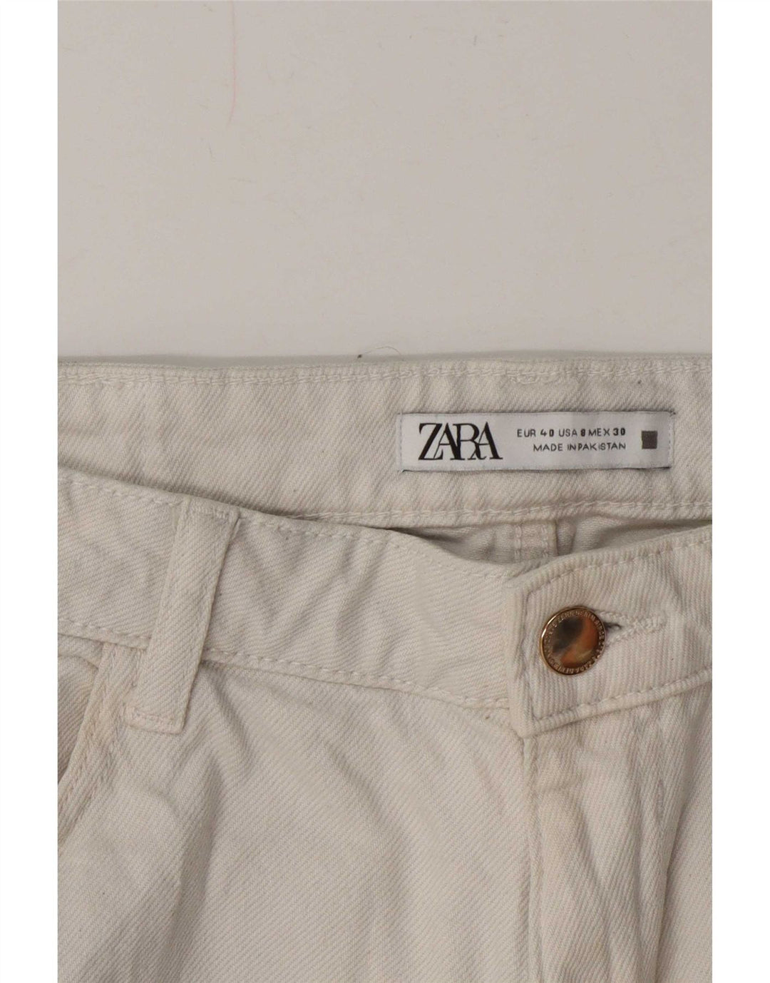 Jeans dritti da donna Zara EU 40 medi W30 L26 bianco sporco