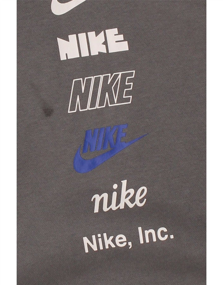 NIKE Boys Graphic Hoodie Jumper 13-14 Years XL Grey Polyester Vintage Nike and Second-Hand Nike from Messina Hembry 