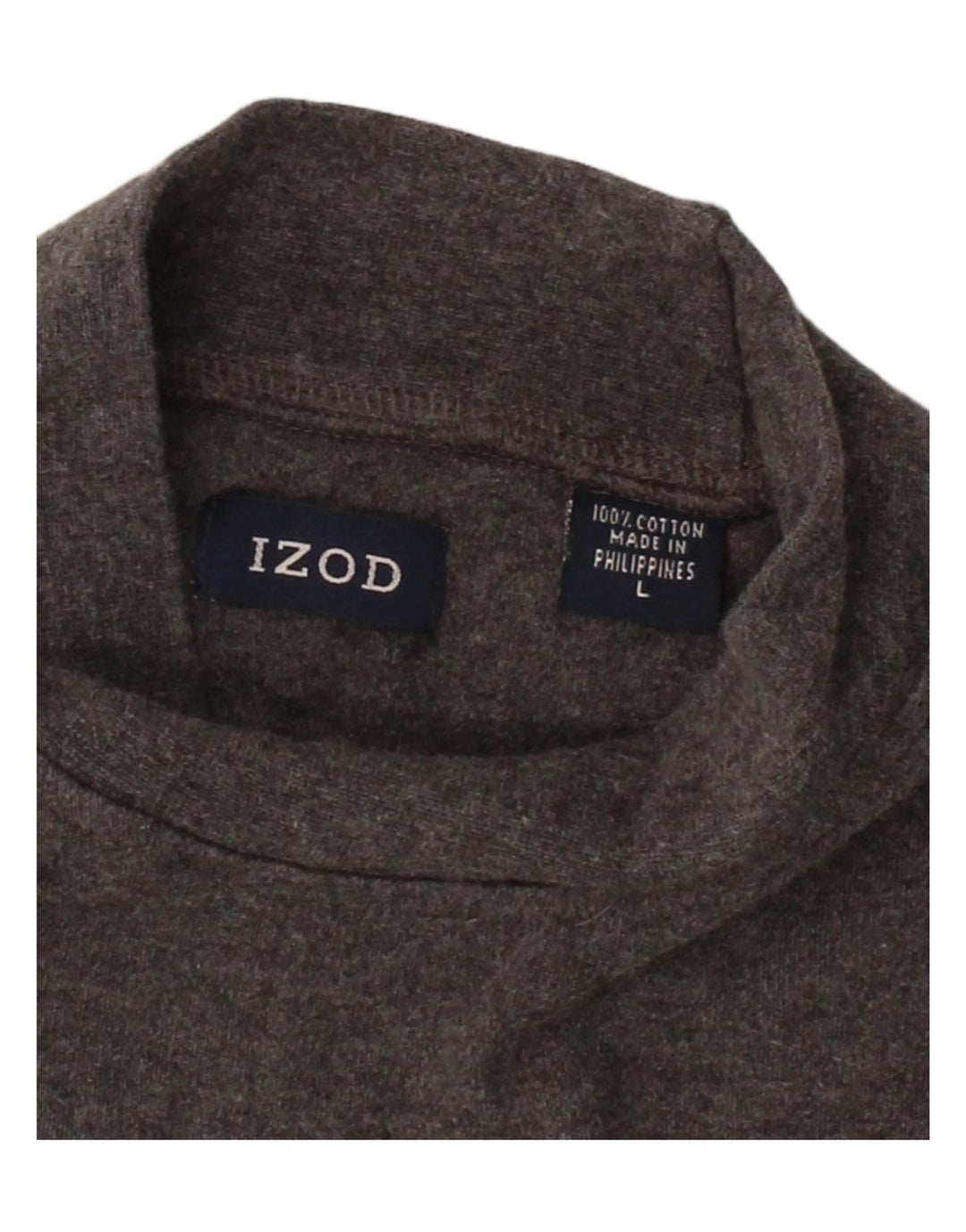 IZOD Mens Turtle Neck Jumper Sweater Large Grey Cotton Vintage Izod and Second-Hand Izod from Messina Hembry 