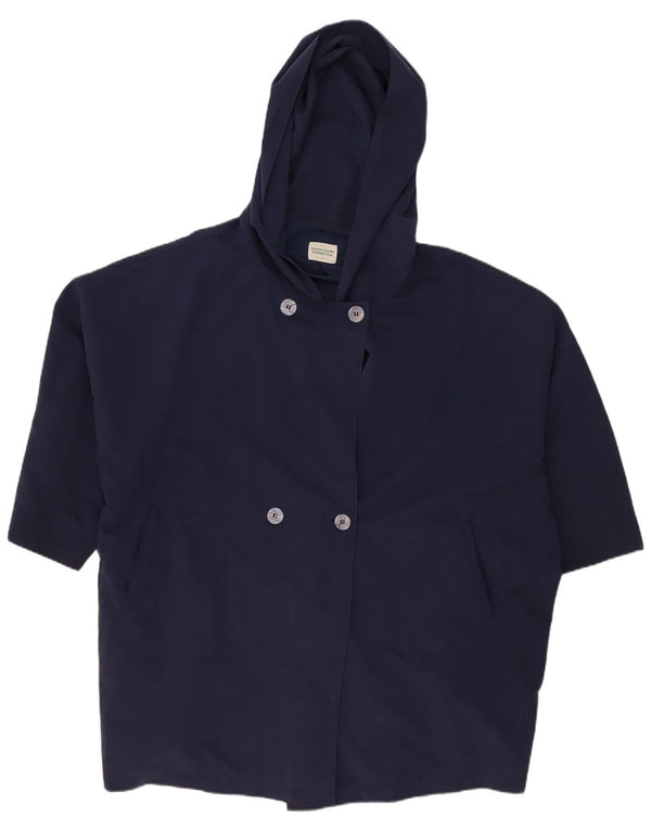 Cappotto doppiopetto oversize con cappuccio da donna Benetton UK 18 XL Blu navy