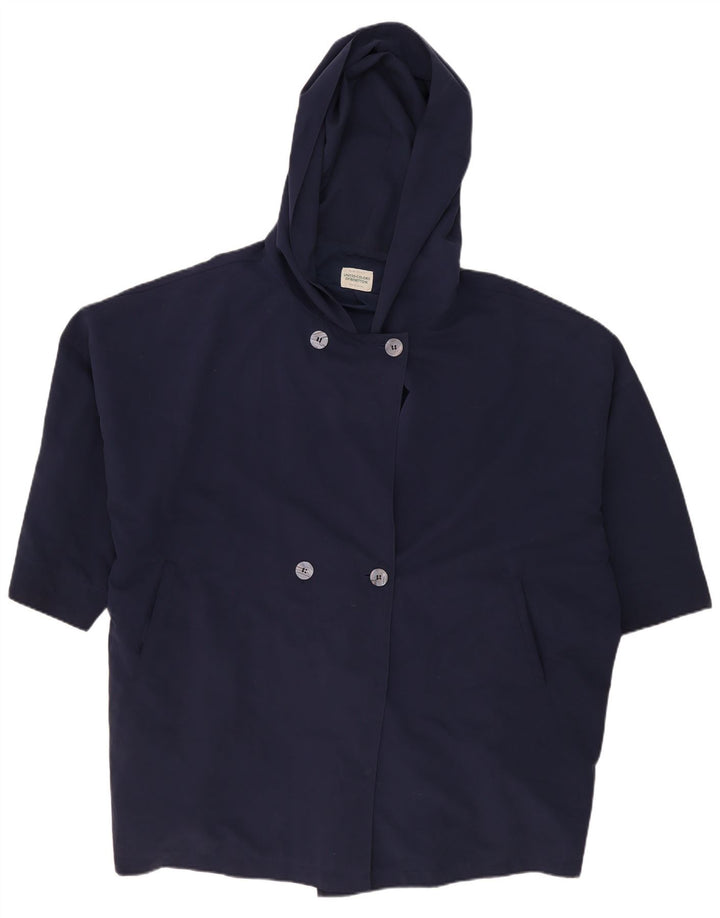 Cappotto doppiopetto oversize con cappuccio da donna Benetton UK 18 XL Blu navy