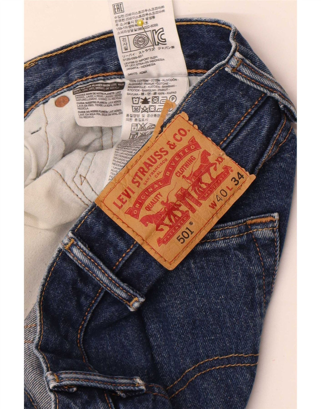 Levi's Uomo 501 Jeans dritti W40 L31 Cotone Blu