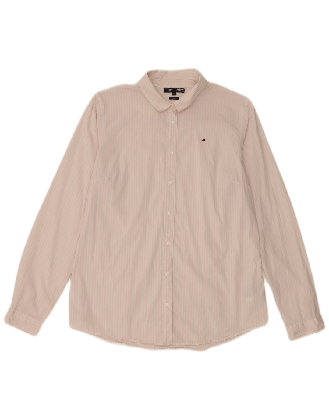 Camicia aderente da donna Tommy Hilfiger US 12 grande cotone a righe bianche