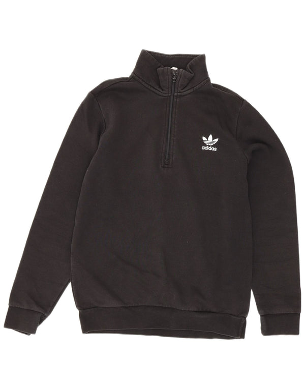 Felpa Adidas da ragazzo con zip e collo, 13-14 anni, in cotone nero