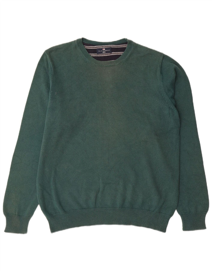 Maglione maglione girocollo da uomo Marks & Spencer blu Harbour verde medio