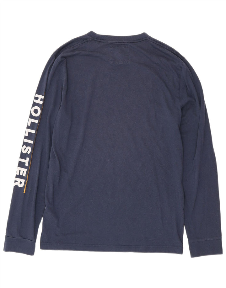 HOLLISTER Top grafico da uomo a maniche lunghe in cotone blu navy medio