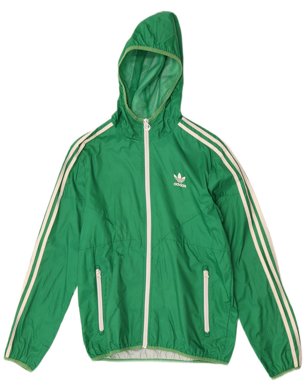 Giacca antipioggia da uomo Adidas con cappuccio UK 36 Small Green Nylon