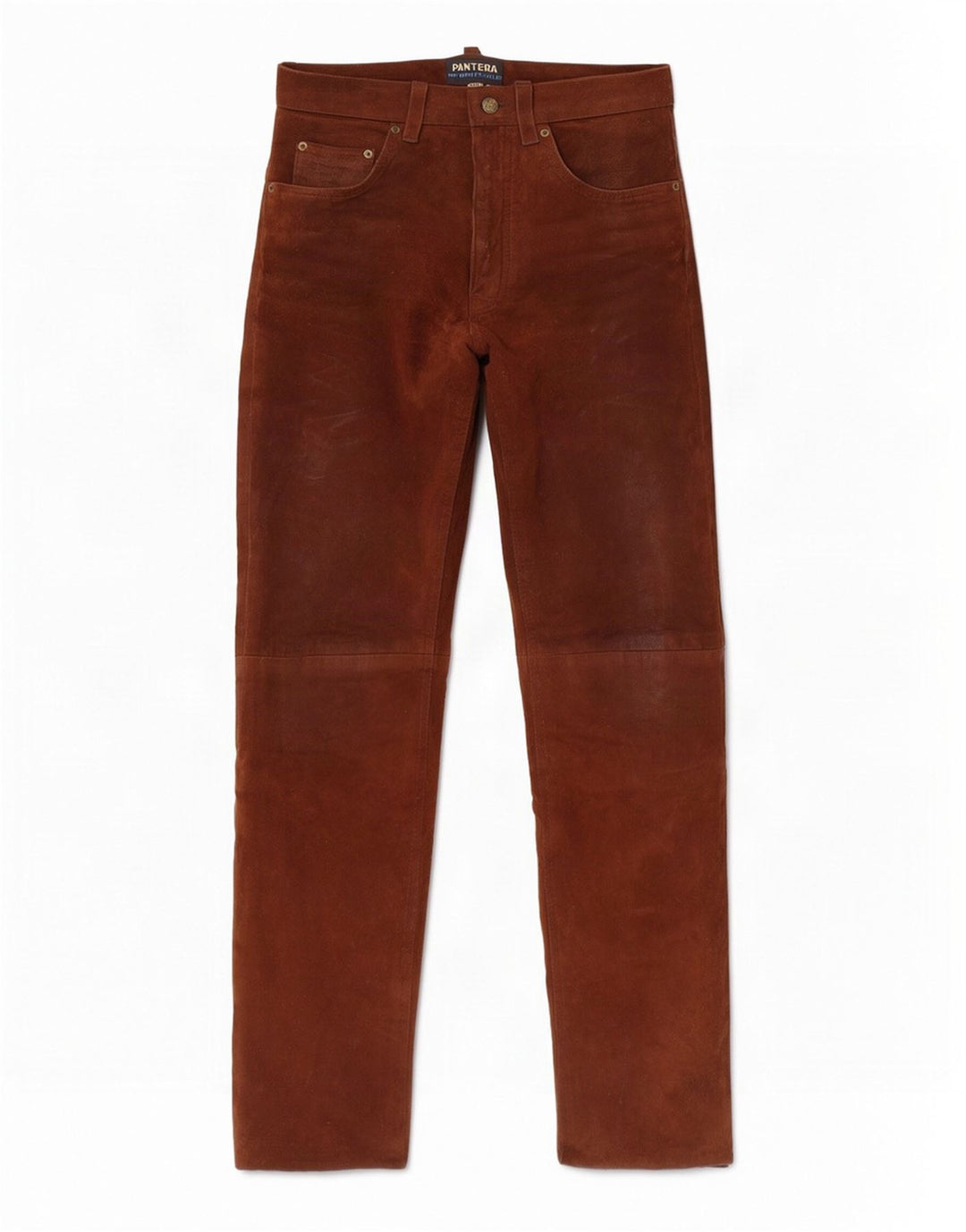 Pantaloni da uomo dritti in pelle scamosciata Pantera W31 L33 in pelle marrone