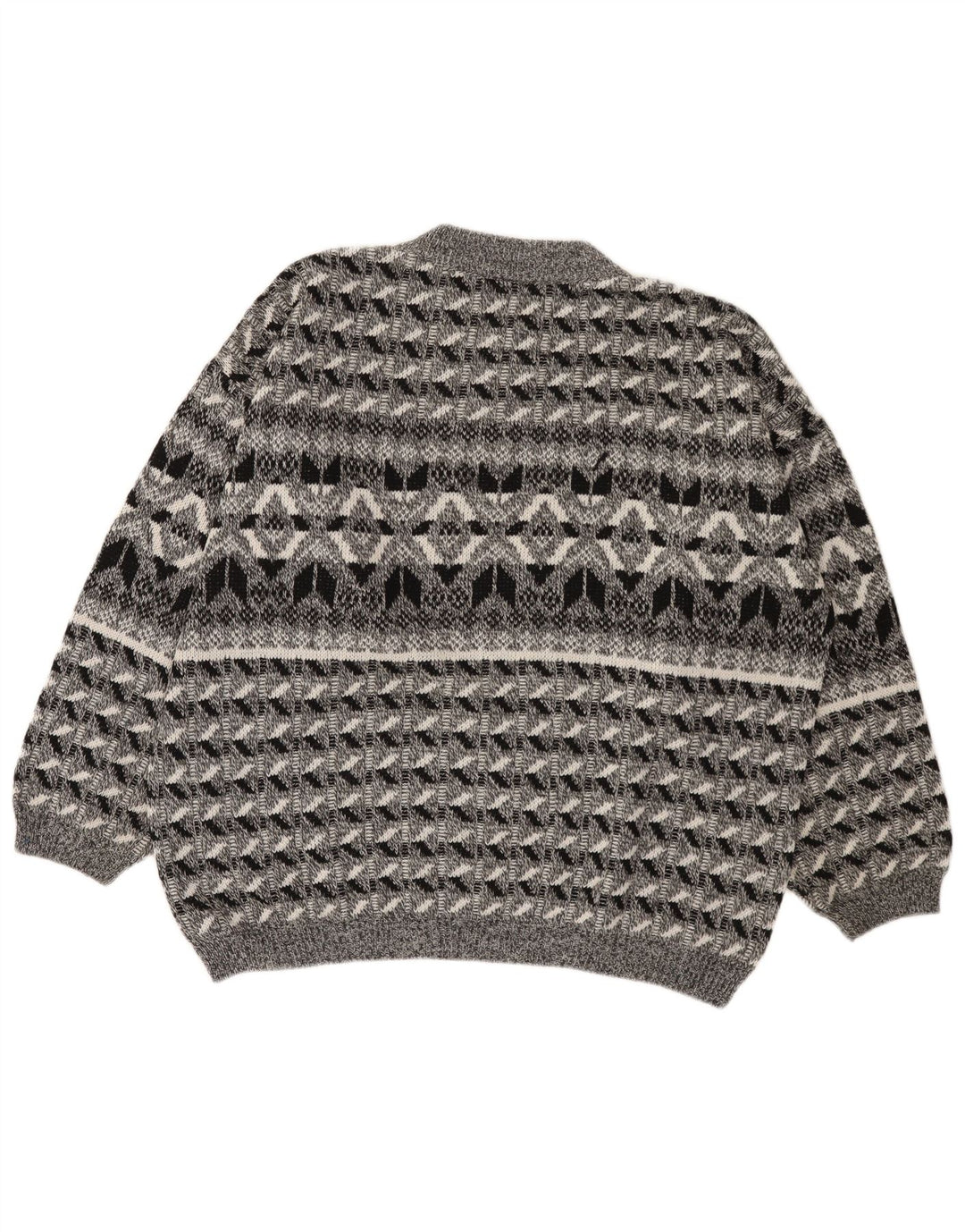 Maglione maglione girocollo da uomo vintage XL grigio Fair Isle