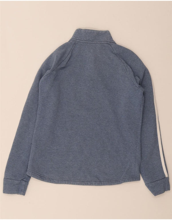 Felpa Adidas da donna con zip e collo maglione UK 4/6 XS cotone blu