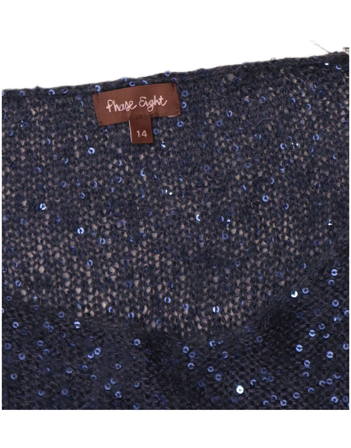 Abito maglione con paillettes a maniche a 3/4 da donna Phase Eight UK 14 Blu navy medio