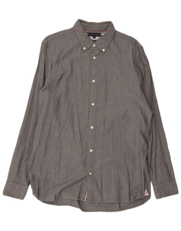 Camicia slim fit da uomo Tommy Hilfiger XL in cotone grigio