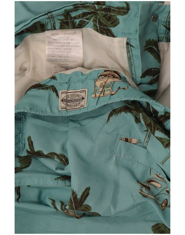 Pantaloncini da bagno da uomo Jack & Jones grandi in poliestere floreale blu