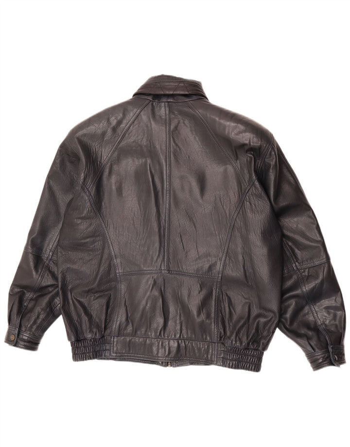 Giacca in pelle vintage da uomo EU 52 XL in pelle blu navy