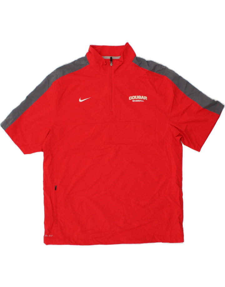 NIKE Mens Dri Fit Short Sleeve Pullover Tracksuit Top Large Red Vintage Nike and Second-Hand Nike from Messina Hembry 