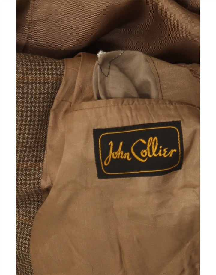 Giacca blazer da uomo a 3 bottoni John Collier UK 38 pied de poule marrone medio