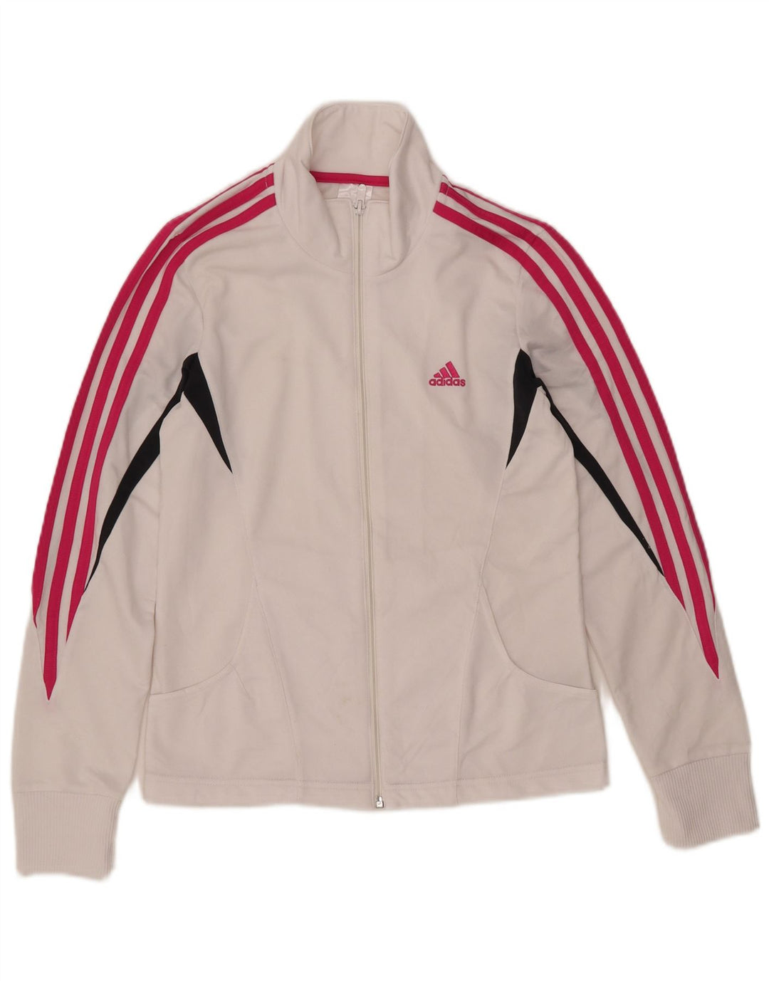 Giacca da tuta da donna ADIDAS UK 12 Medium White Colourblock