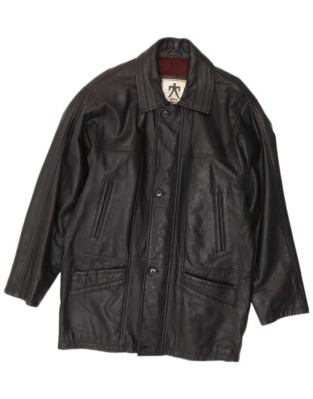 Cappotto in pelle da uomo VINTAGE piccolo in pelle nera