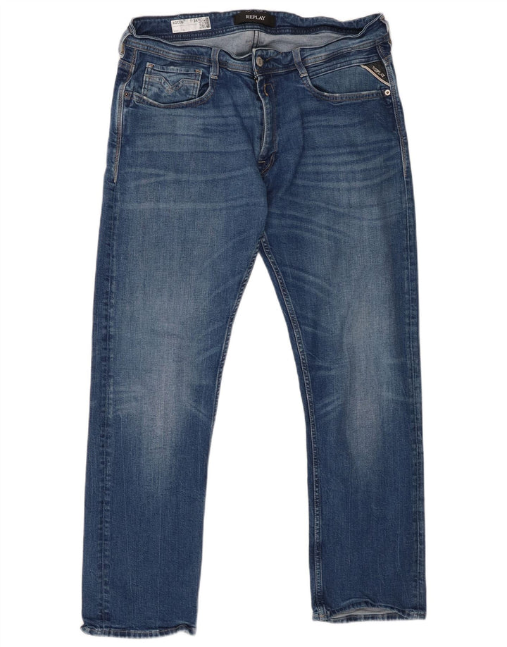 Replay Jeans uomo Rocco Slim W34 L30 cotone blu