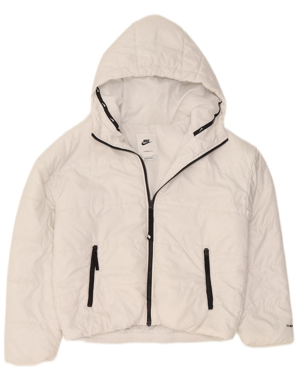 Giacca imbottita oversize con cappuccio Nike Therma-Fit da donna UK 10 piccola bianca