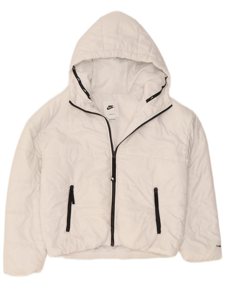 Giacca imbottita oversize con cappuccio Nike Therma-Fit da donna UK 10 piccola bianca