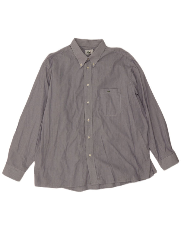 Camicia da uomo Lacoste taglia 45 XL cotone gessato blu
