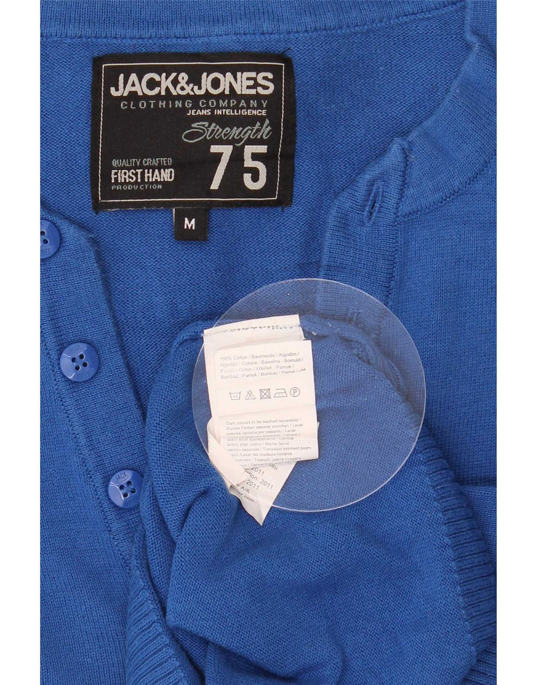 Maglione maglione con scollo a V da uomo Jack & Jones in cotone blu medio