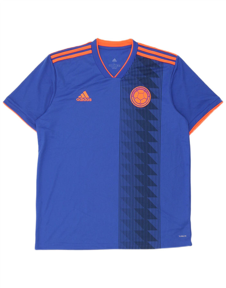 T-shirt grafica Adidas Climalite da uomo, grande, in poliestere geometrico blu