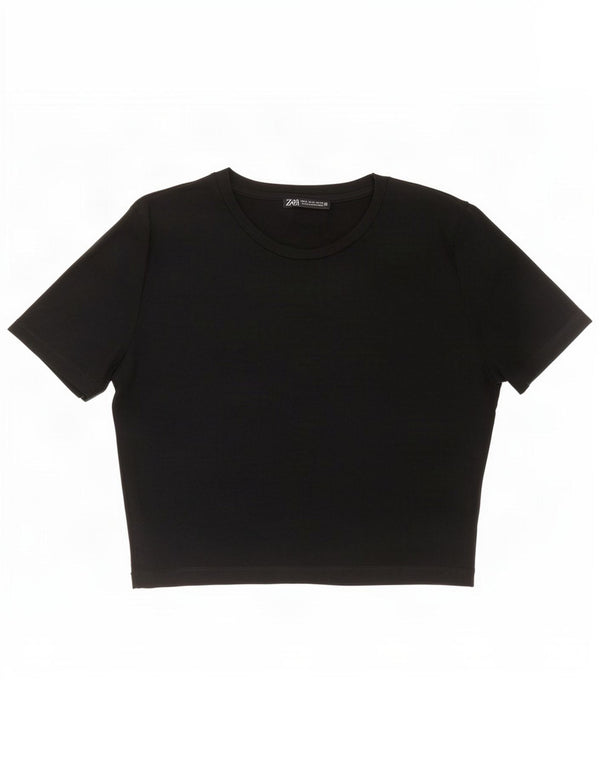T-shirt corta da donna Zara UK 16 grande nera
