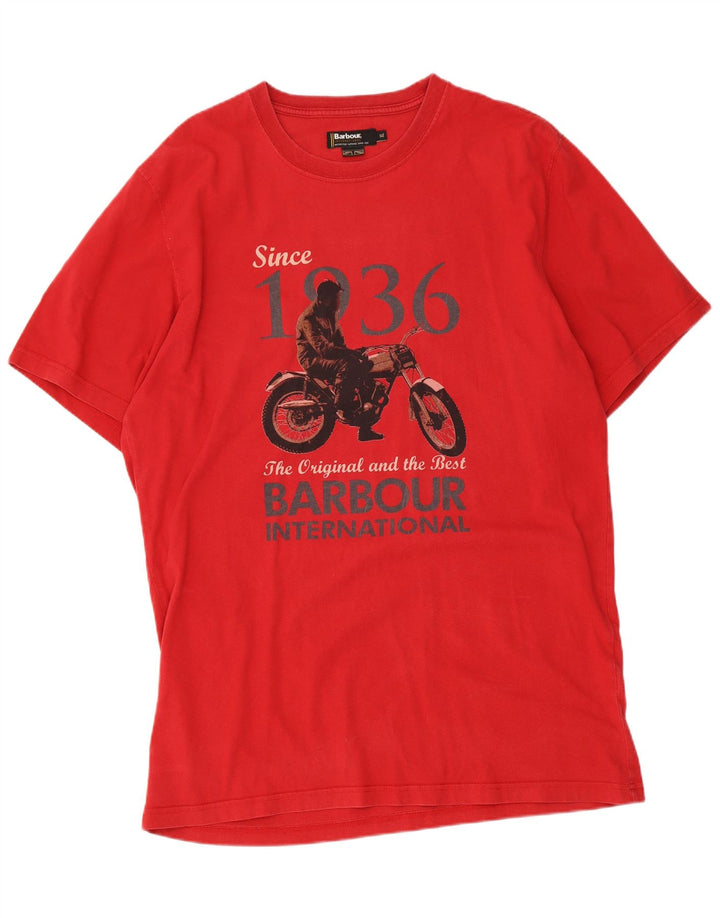 T-shirt grafica da uomo Barbour Top XL in cotone rosso