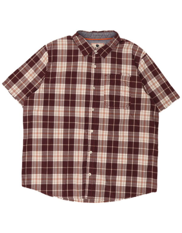 Camicia a maniche corte da uomo Fat Face 2XL in cotone a quadri marrone