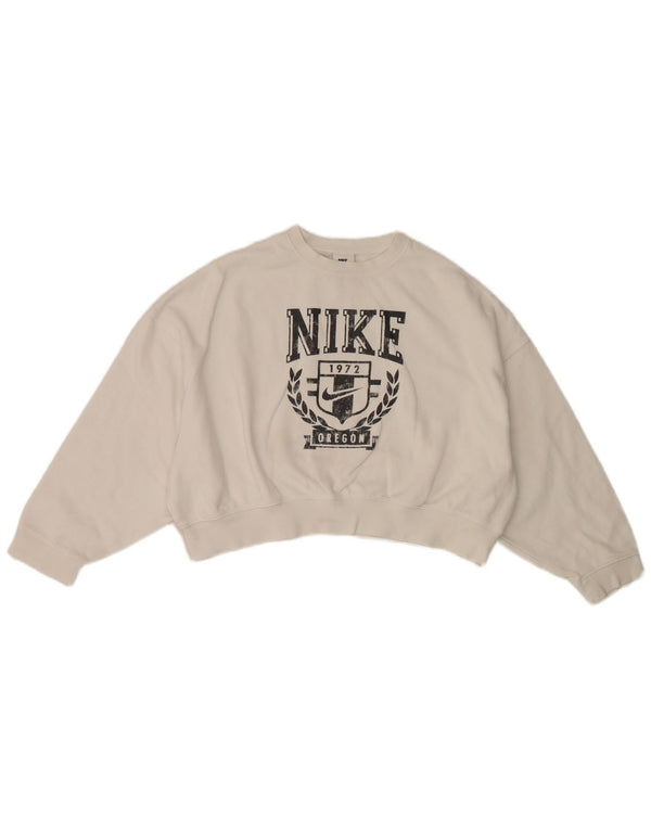Felpa corta oversize per ragazze Nike Oregon, 12-13 anni, grande, bianca
