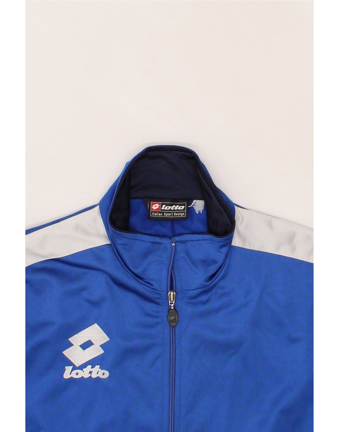 LOTTO Mens Tracksuit Top Jacket Medium Blue Colourblock Polyester Vintage Lotto and Second-Hand Lotto from Messina Hembry 