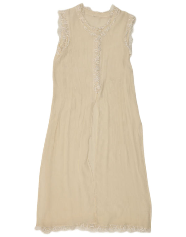 Abito sottoveste vintage da donna UK 10 piccolo bianco sporco