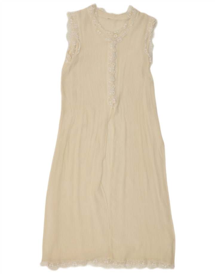 Abito sottoveste vintage da donna UK 10 piccolo bianco sporco