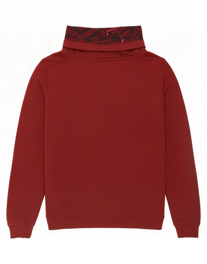 Felpa con grafica Nike da donna, maglione UK 14, cotone color block rosso medio