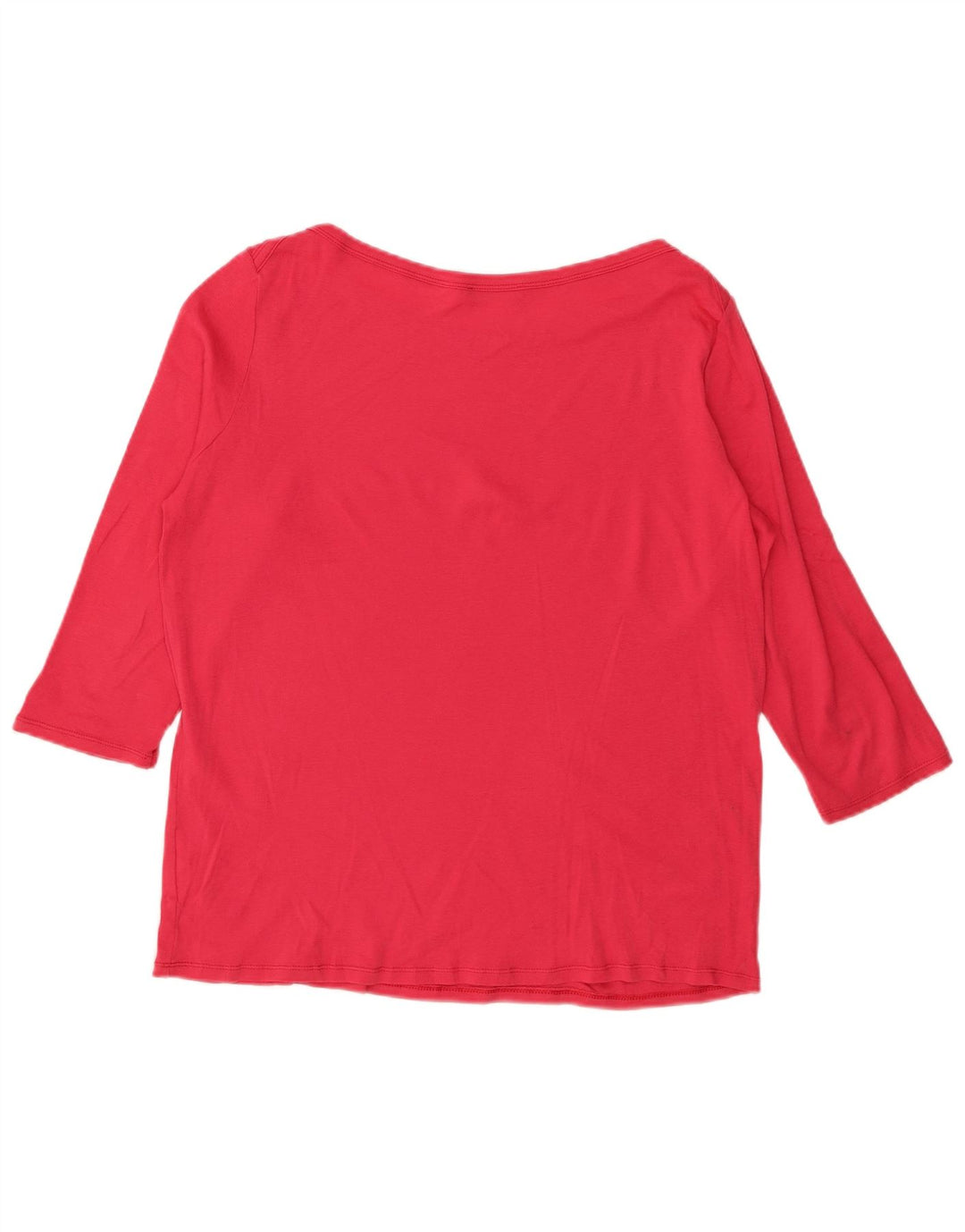 BENETTON Top da donna manica 3/4 UK 14 grande rosso