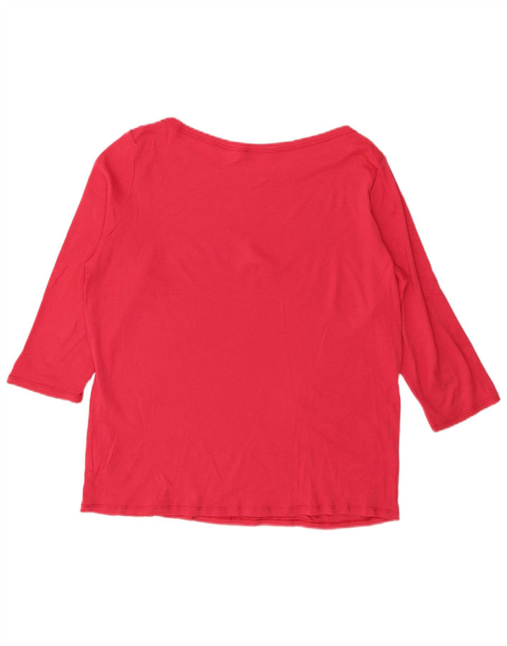 BENETTON Top da donna manica 3/4 UK 14 grande rosso