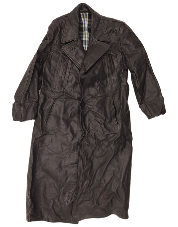 Trench in pelle da uomo VINTAGE UK 38 Pelle nera media