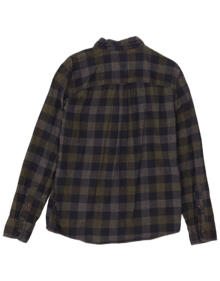 Fat Face Camicia da uomo in flanella vestibilità regolare piccola in cotone a quadretti blu navy