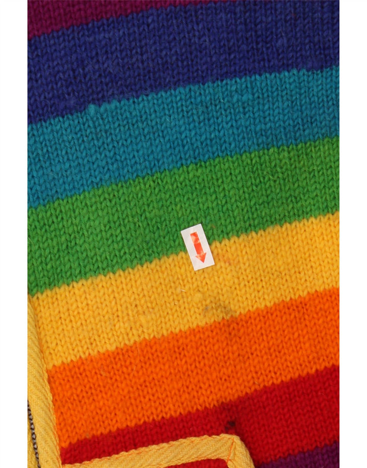 Maglione cardigan da donna vintage UK 12 medio multicolore colorato
