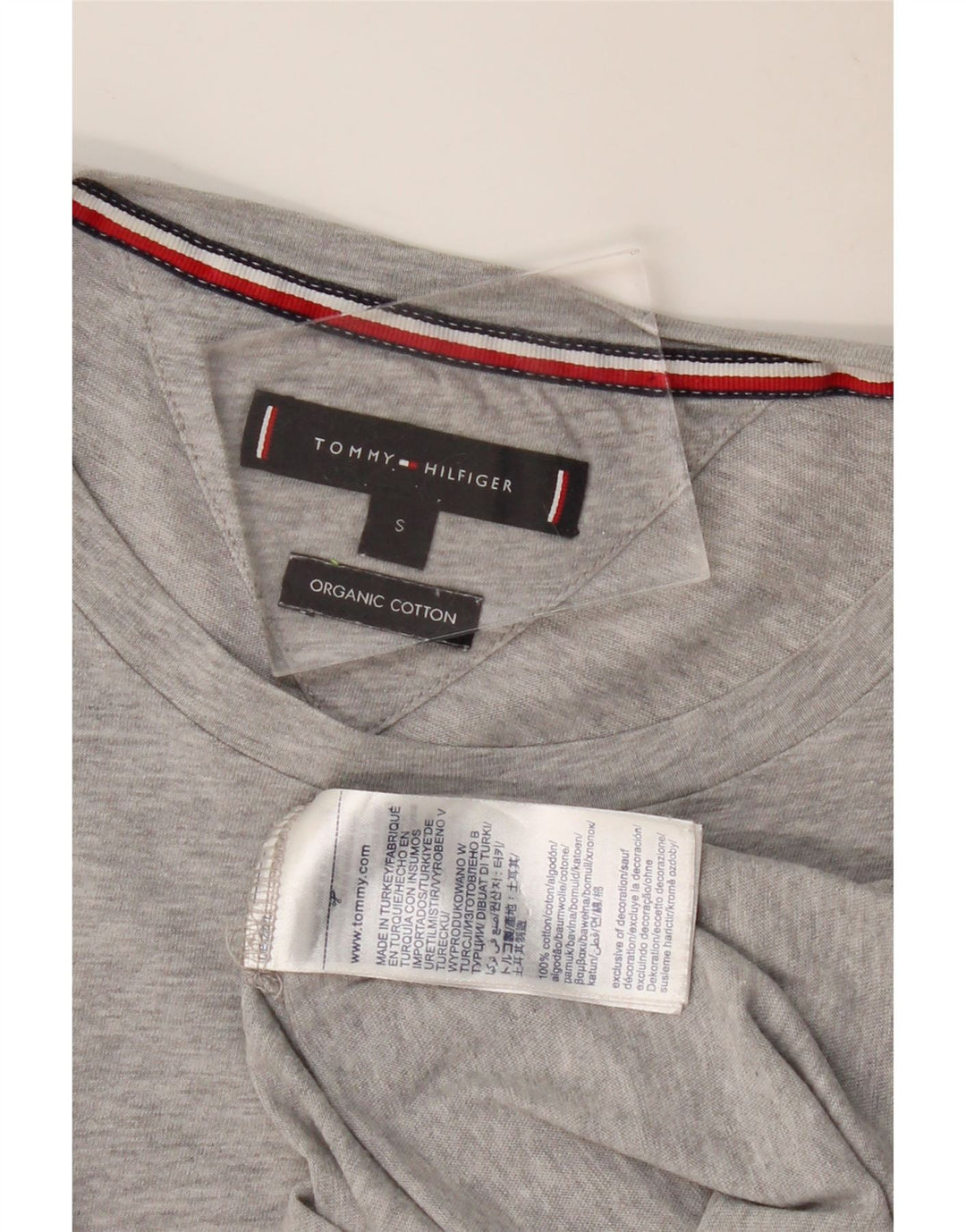 TOMMY HILFIGER T-shirt grafica da uomo Top Small in cotone color block grigio