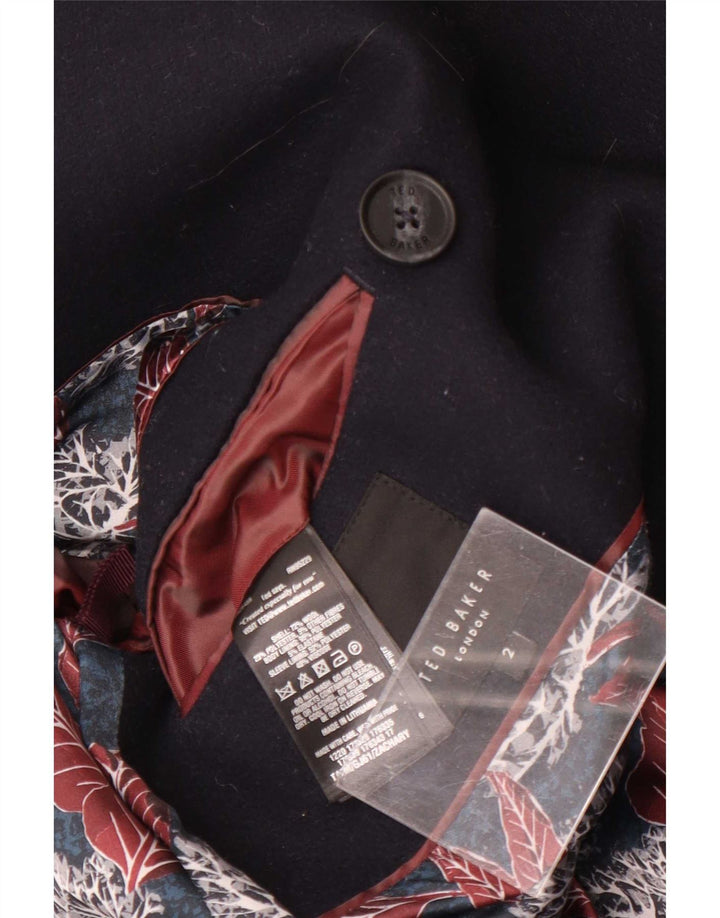Cappotto da marinaio da uomo Ted Baker taglia 2 piccolo in lana blu navy