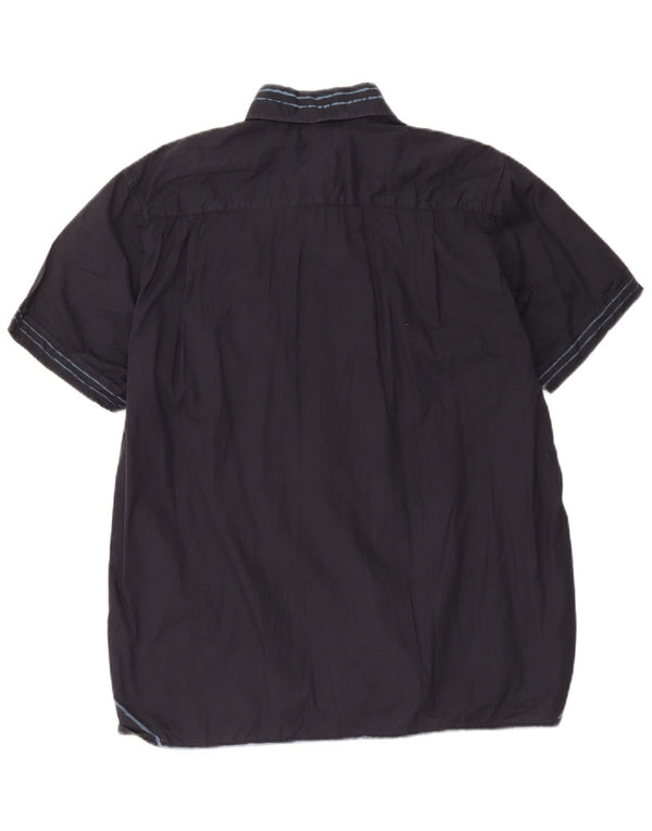 Camicia a maniche corte grafica da uomo Napapijri XL in cotone blu navy