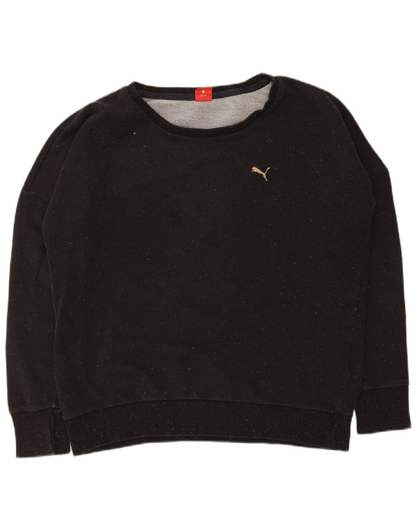 Puma Womens Oversized Sweatshirt Jumper UK 16 Large Black Flecked Cotton