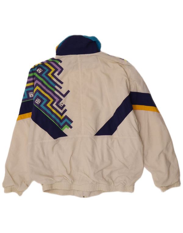 Lotto Mens Graphic Tracksuit Top Jacket Large Off White Geometric Retro
