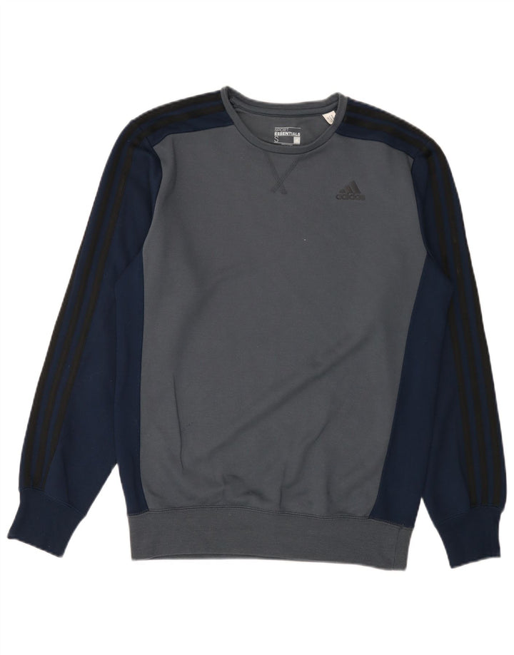 Adidas Uomo Climalite Felpa Maglione Piccolo Blu Colourblock Poliestere