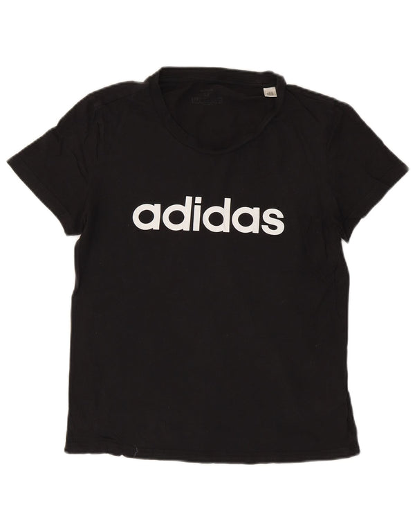 T-shirt grafica da donna Adidas Top UK 12/14 cotone nero medio